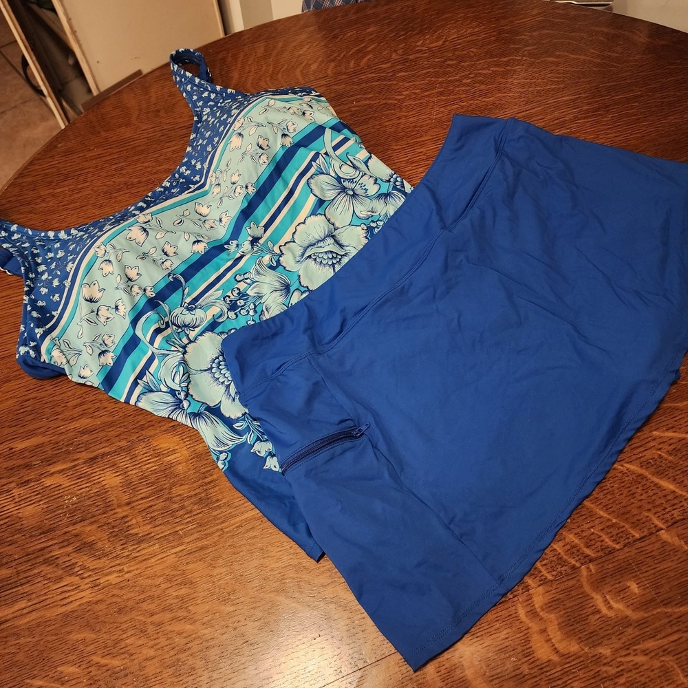 Beach House Womens Plus Tankini Top (20)And Swim Skirt‎ (18)Set Floral Padding